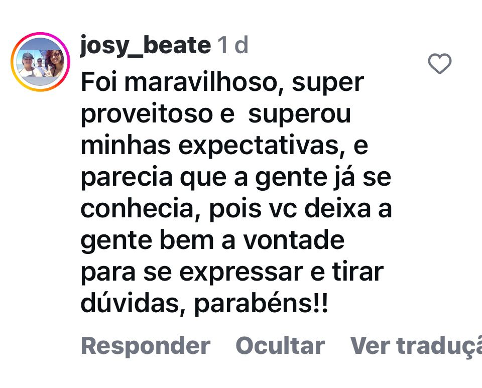 Depoimento de aluna sobre o curso