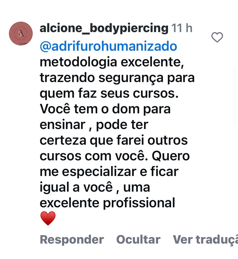 Depoimento de aluna sobre o curso
