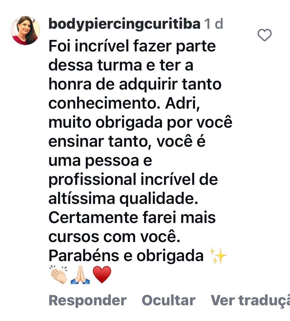 Depoimento de aluna sobre o curso