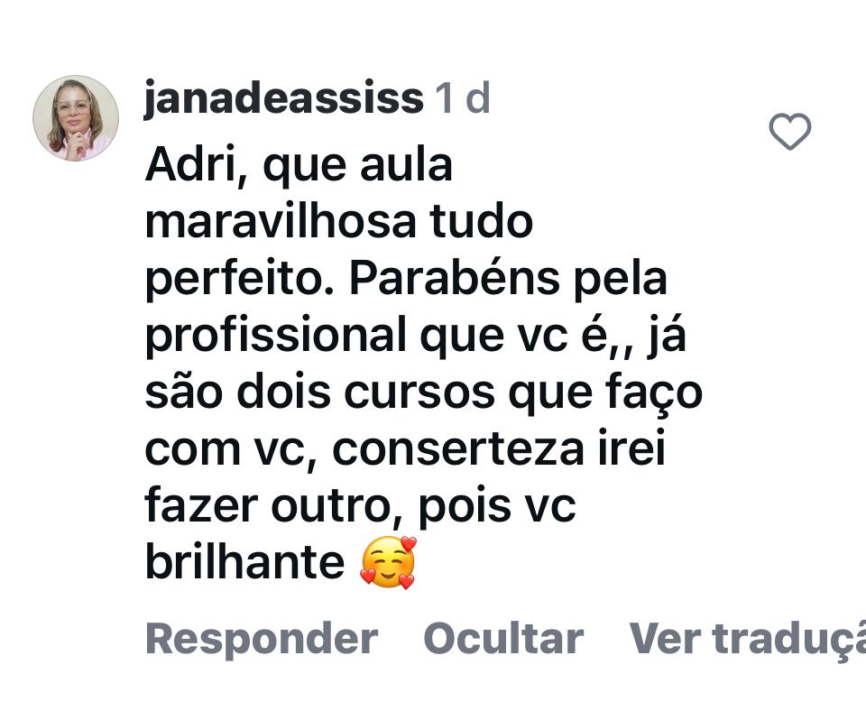 Depoimento de aluna sobre o curso